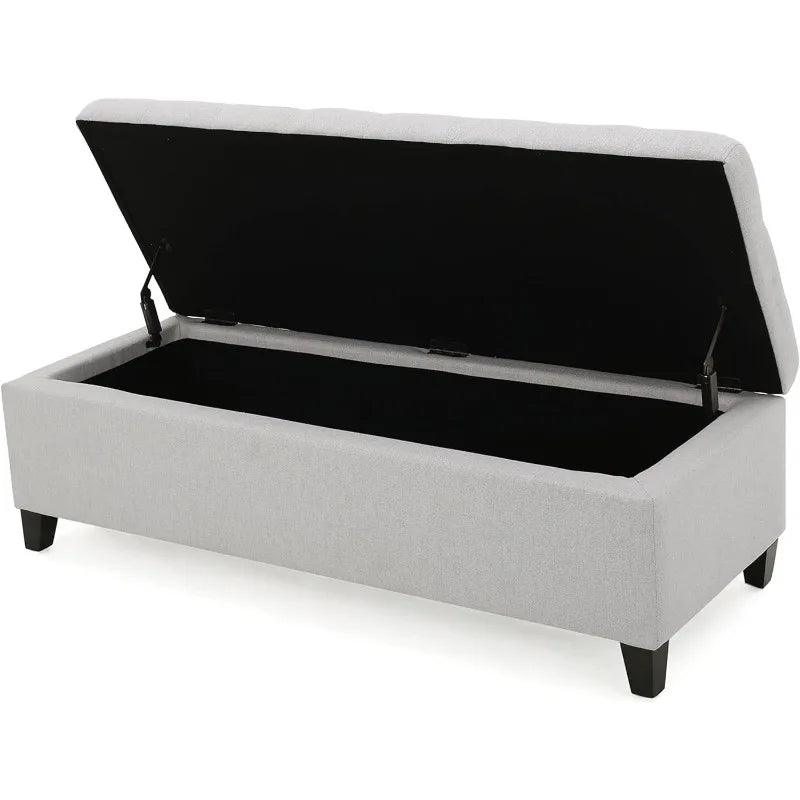 Light Grey Fabric Storage Ottoman, Bench,  Foot Stool Furniture