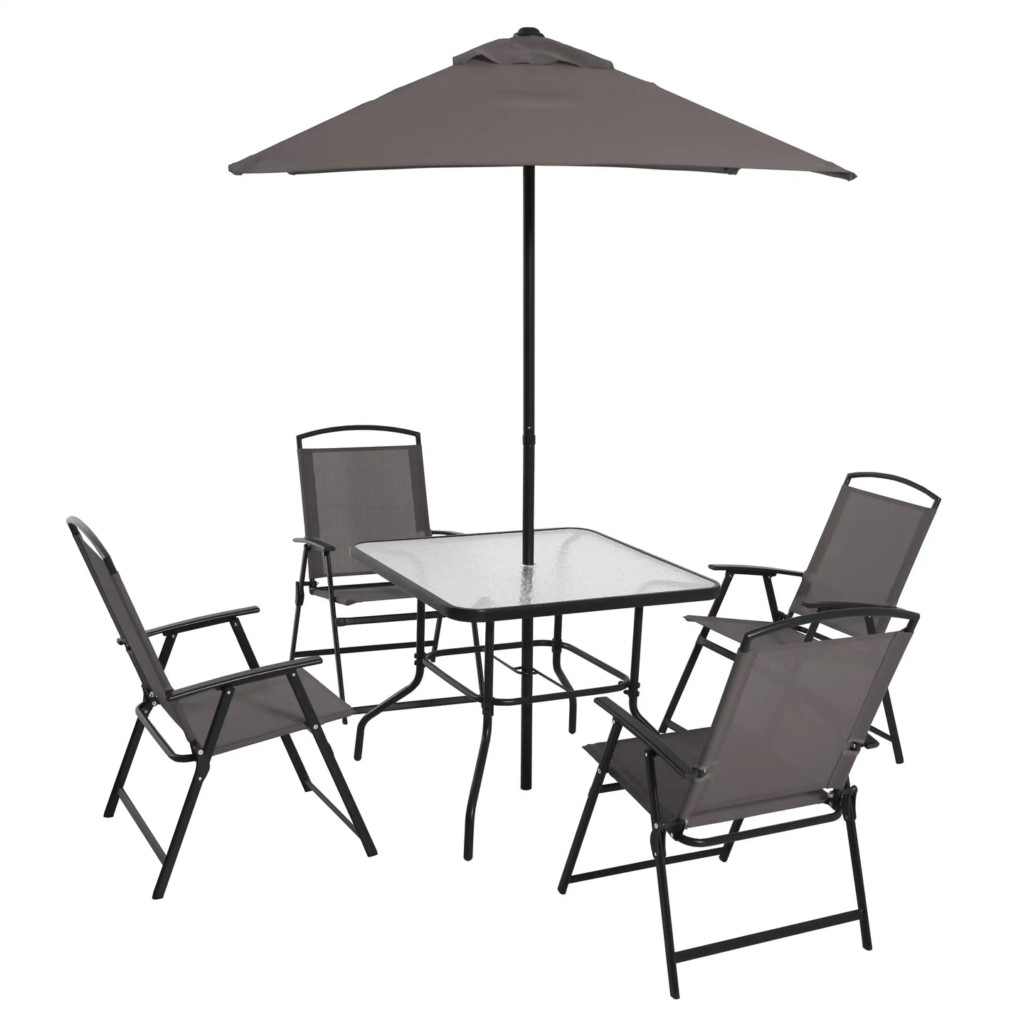 6 Piece Patio Dining Set Table with Umbrella