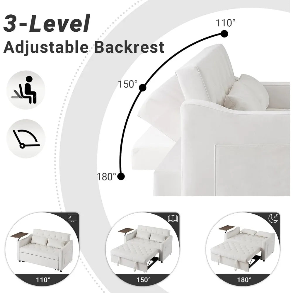 Convertible Sofa Bed, Pull Out Couch with 3 Level Adjust Backrest