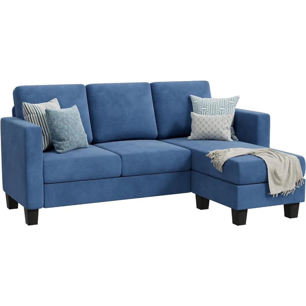 Convertible Sectional 3 L-Shaped Couch Soft Seat
