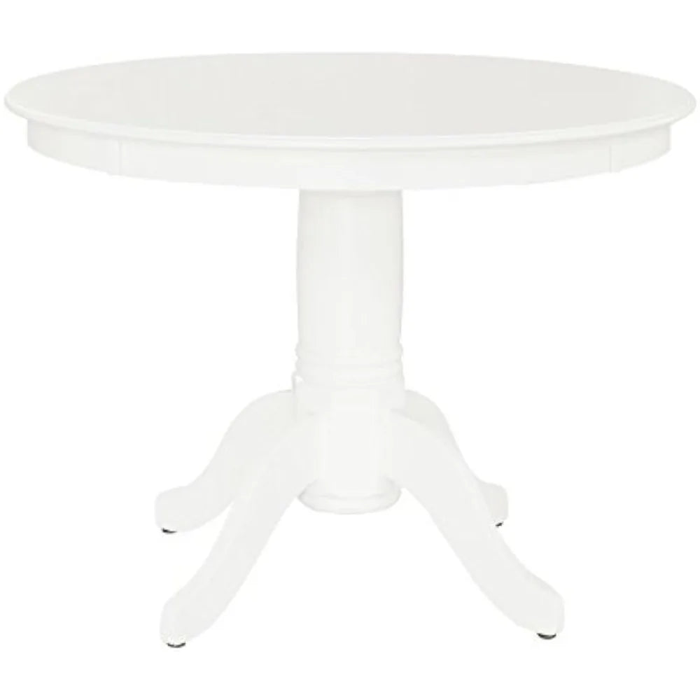 Aubrey 5 Piece White Traditional Height Pedestal Dining Set