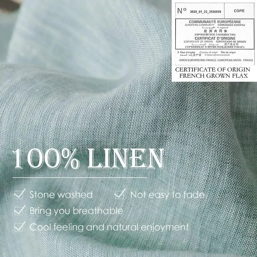 Mint Green 100% linen duvet cover set