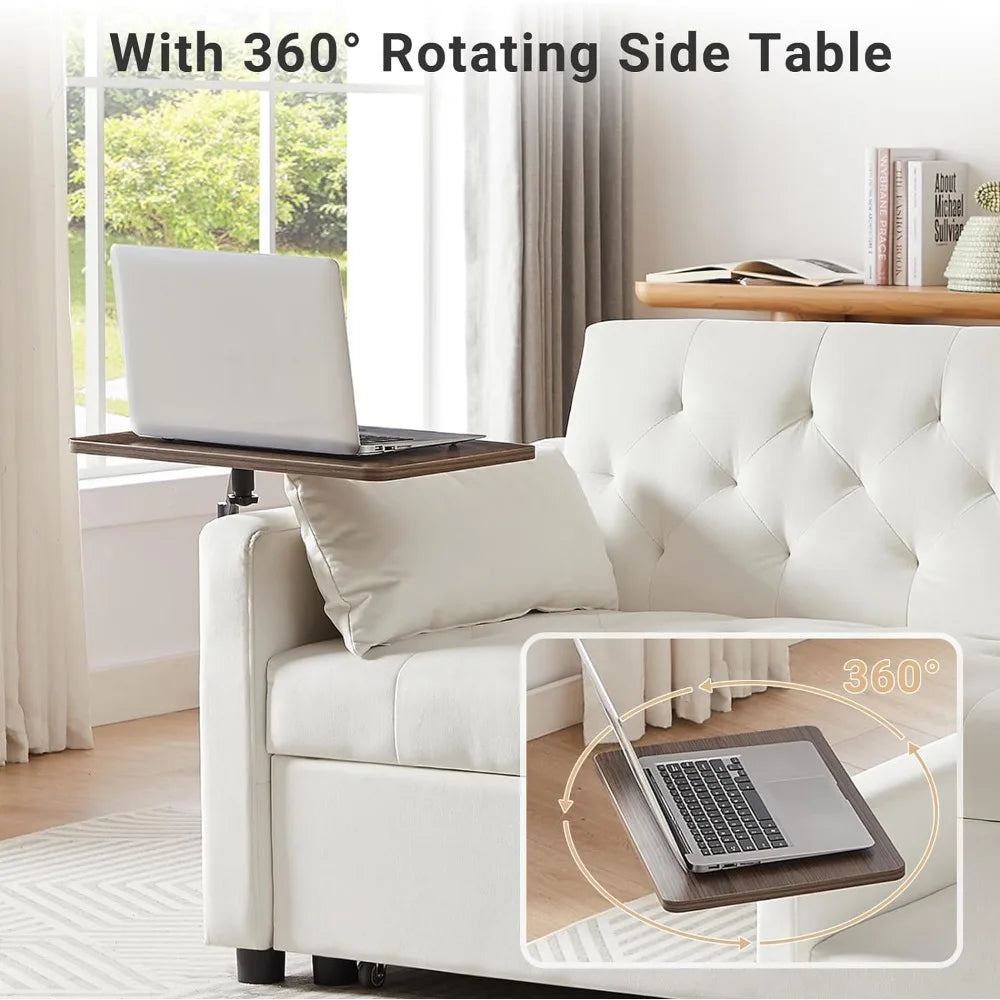 Convertible Sofa Bed, Pull Out Couch with 3 Level Adjust Backrest