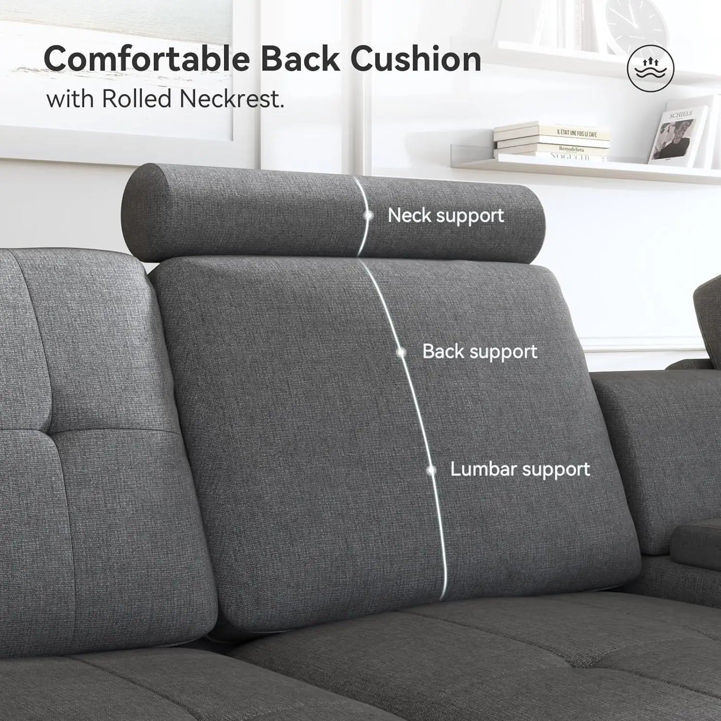 Convertible Sectional Couch L Shaped Sofa with Cup Holders