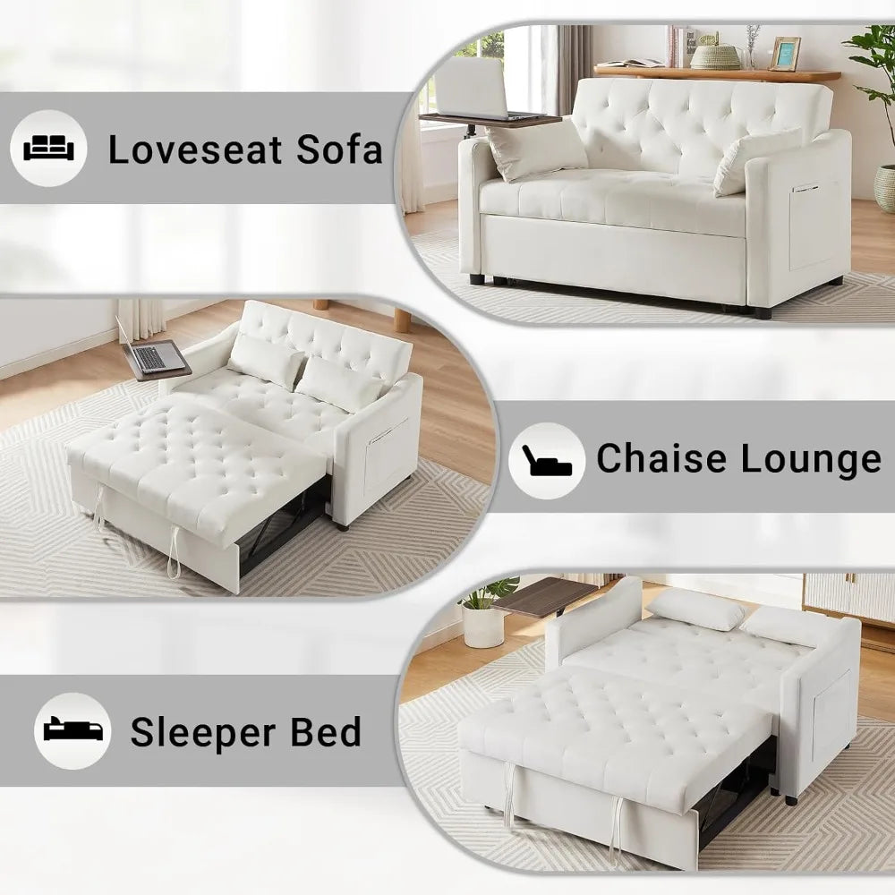 Convertible Sofa Bed, Pull Out Couch with 3 Level Adjust Backrest