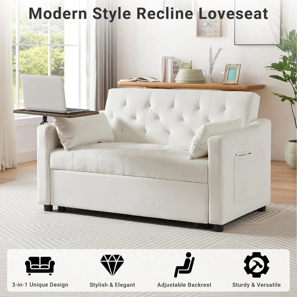 Convertible Sofa Bed, Pull Out Couch with 3 Level Adjust Backrest