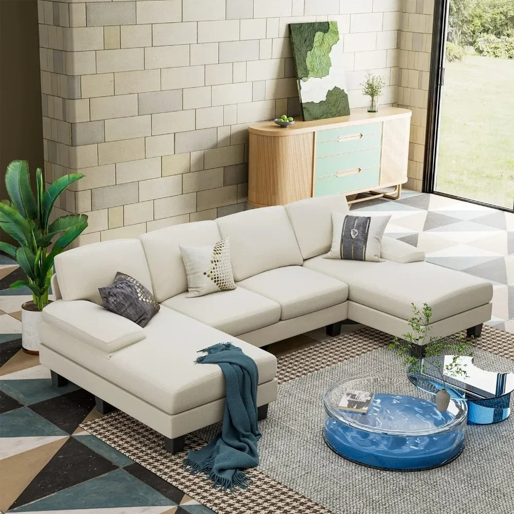 U-Shaped 4-Seat Sectional Sleeper Sofa